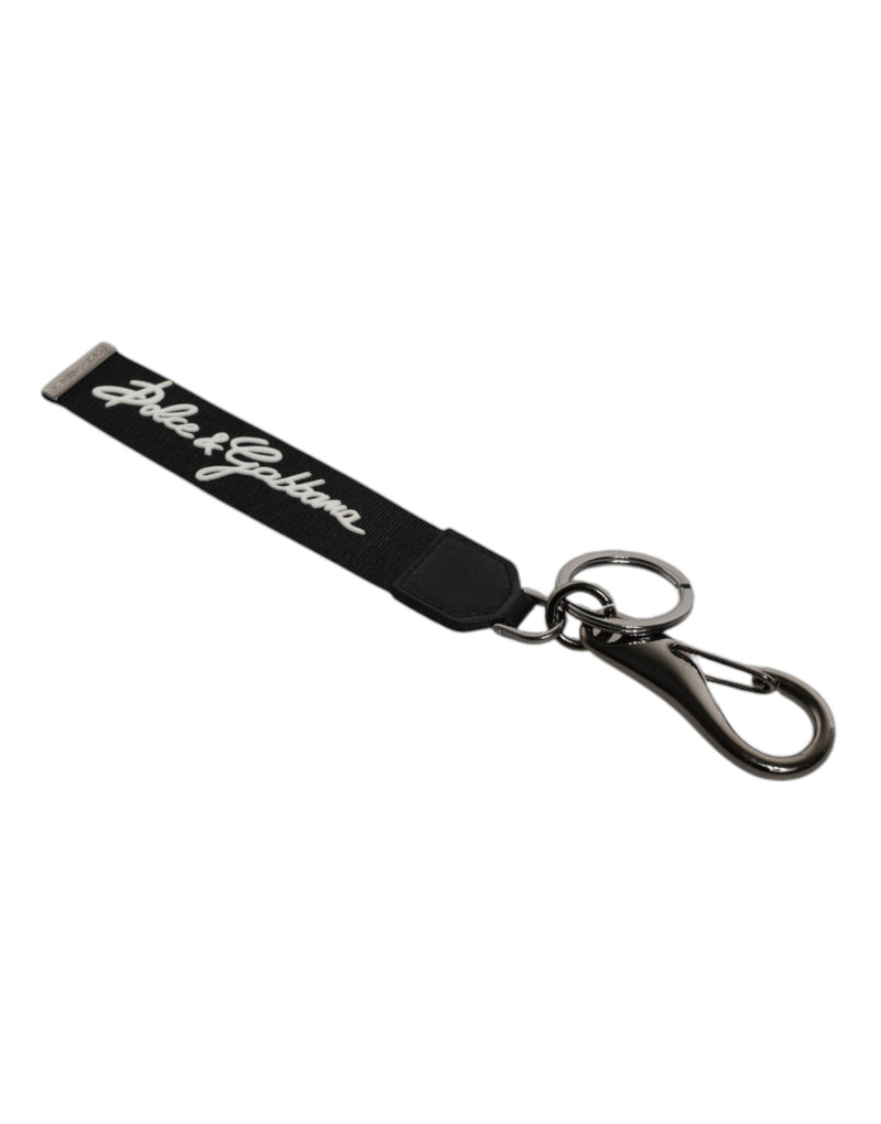 Dolce & Gabbana Black White DG Logo Silver Men Keychain