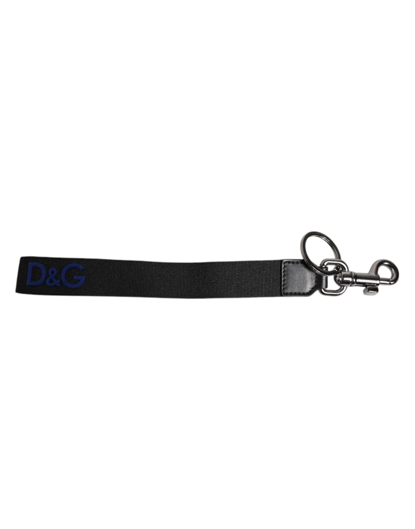 Porte-clés Dolce & Gabbana en nylon noir avec logo argenté pour homme