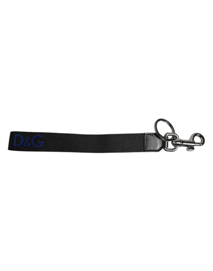 Porte-clés Dolce & Gabbana en nylon noir avec logo argenté pour homme