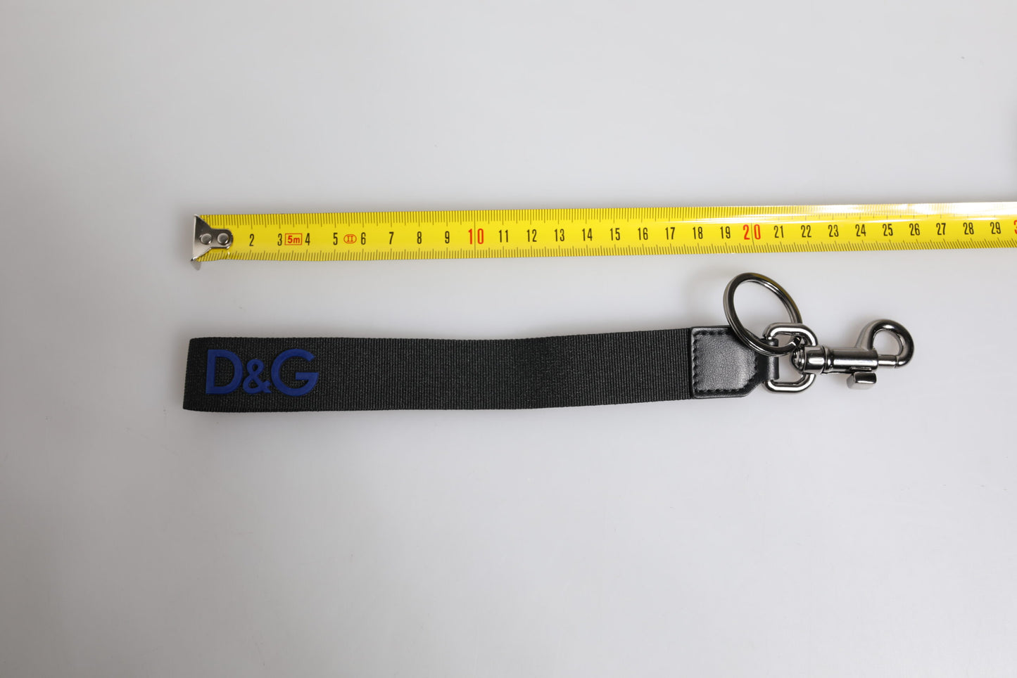 Porte-clés Dolce & Gabbana en nylon noir avec logo argenté pour homme