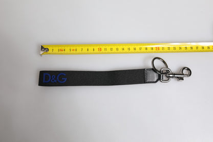Porte-clés Dolce & Gabbana en nylon noir avec logo argenté pour homme