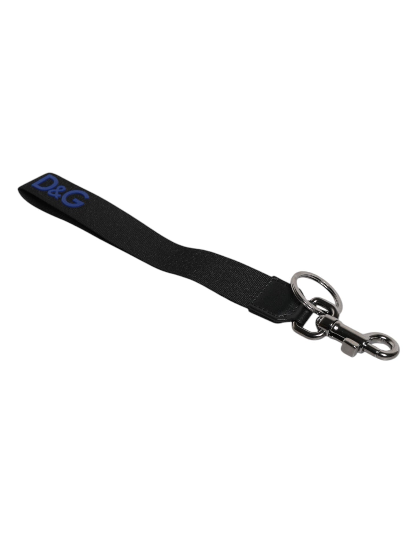 Porte-clés Dolce & Gabbana en nylon noir avec logo argenté pour homme
