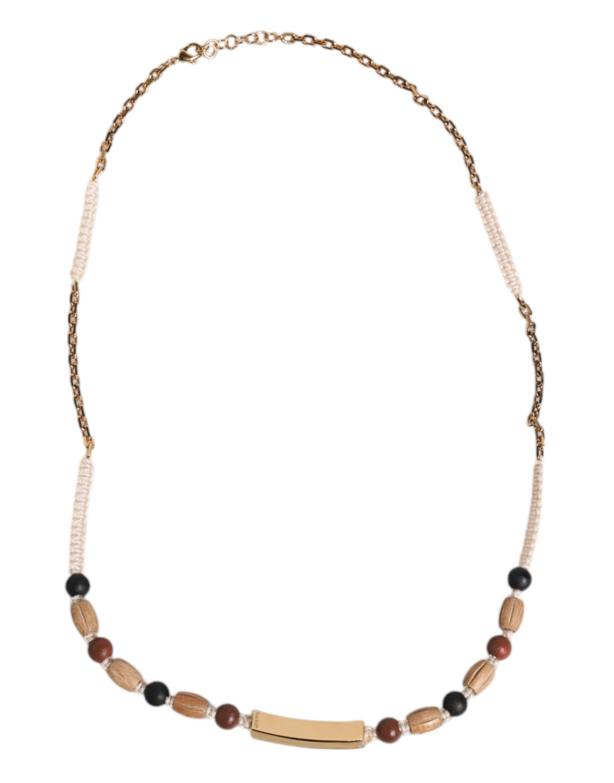 Collier pendentif logo en perles de bois et or noir Dolce & Gabbana