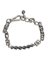 Bracelet Dolce & Gabbana en chaîne argentée avec fermoir mousqueton et perles grises