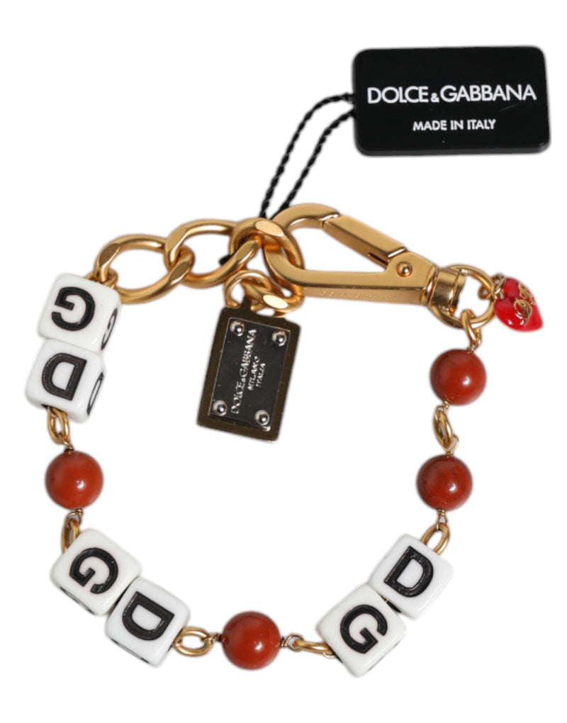 Bracelet Dolce & Gabbana en laiton doré multicolore avec logo DG