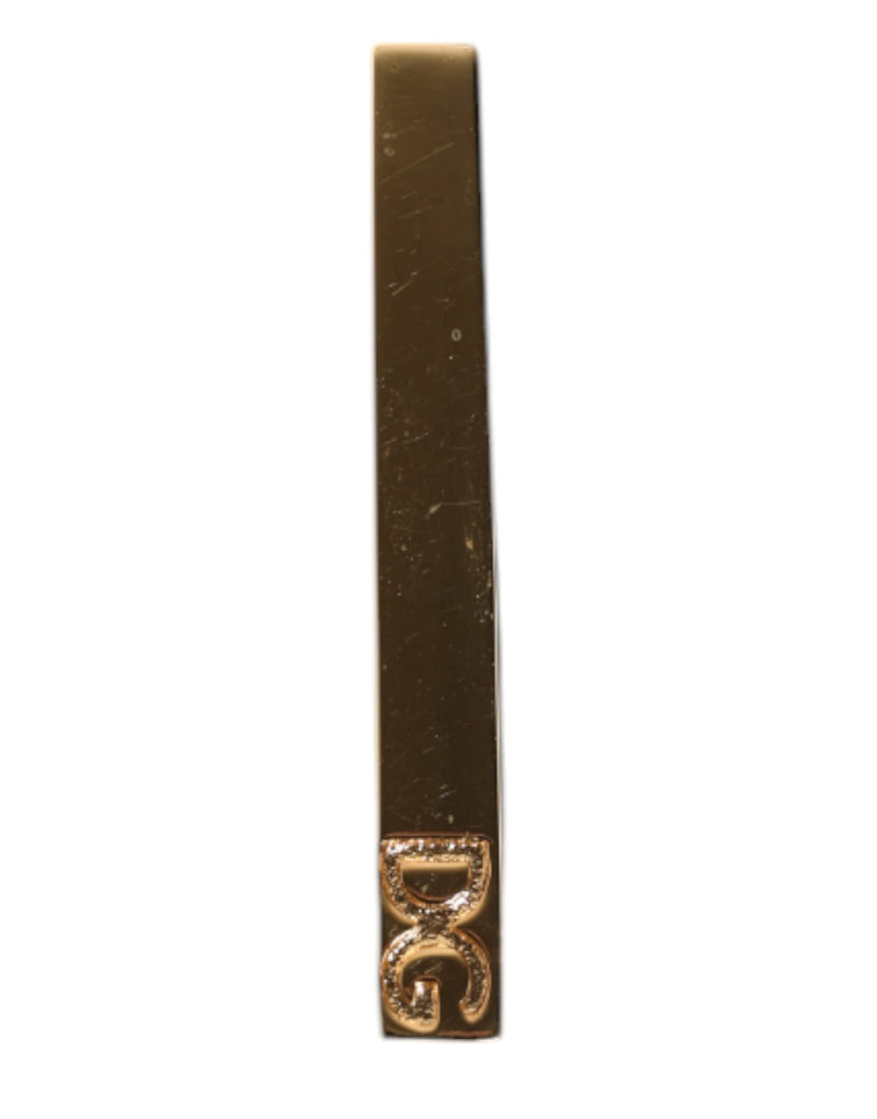 Dolce &amp; Gabbana goudkleurige stropdasclip met messing logo en merklogo