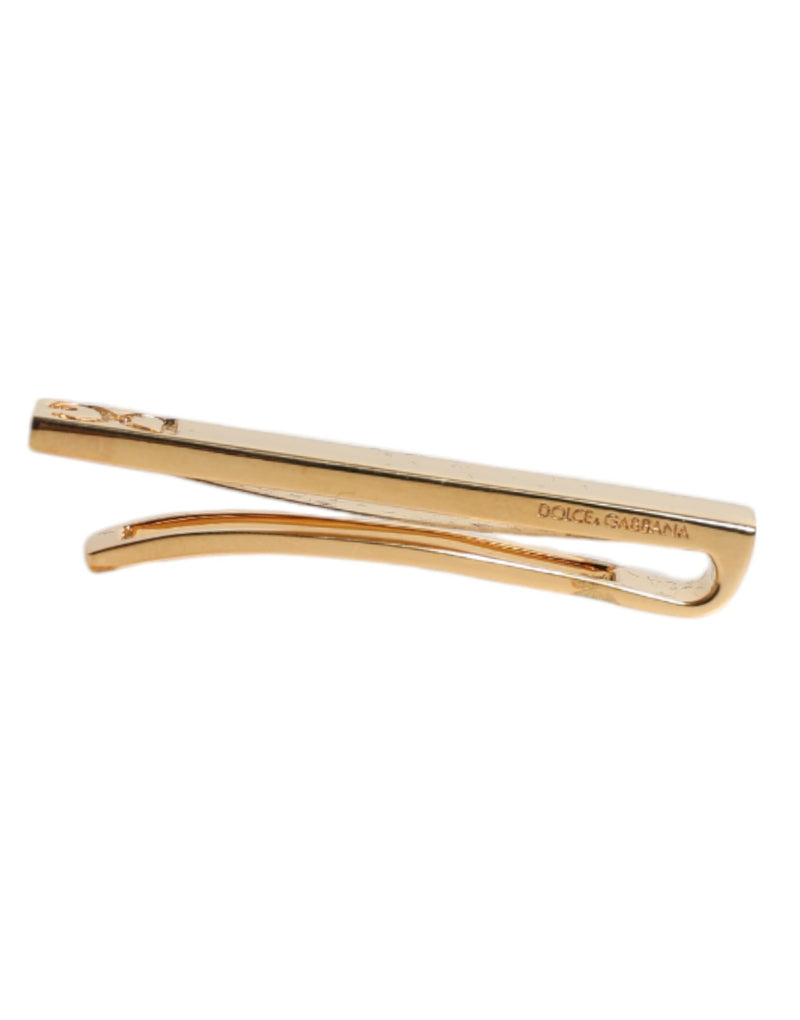 Dolce &amp; Gabbana goudkleurige stropdasclip met messing logo en merklogo