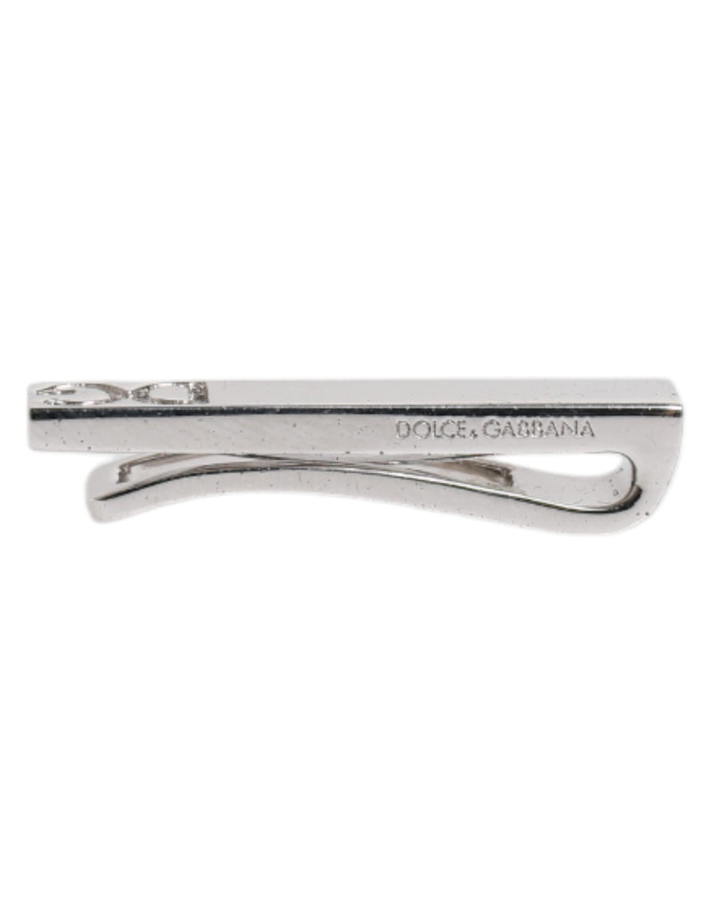 Dolce &amp; Gabbana zilveren stropdasclip met messing logo en merklogo