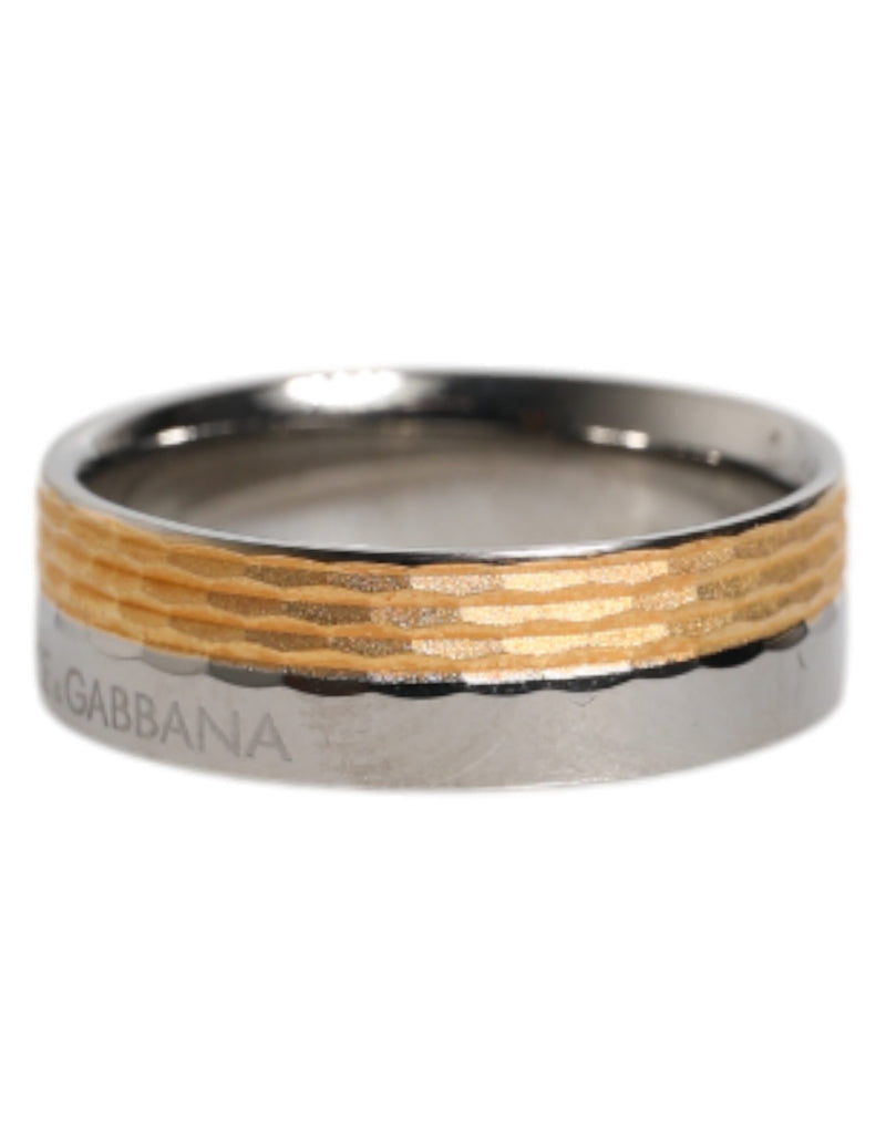 Dolce &amp; Gabbana Goud Zilverkleurige Echt Messing DG Logo Ring