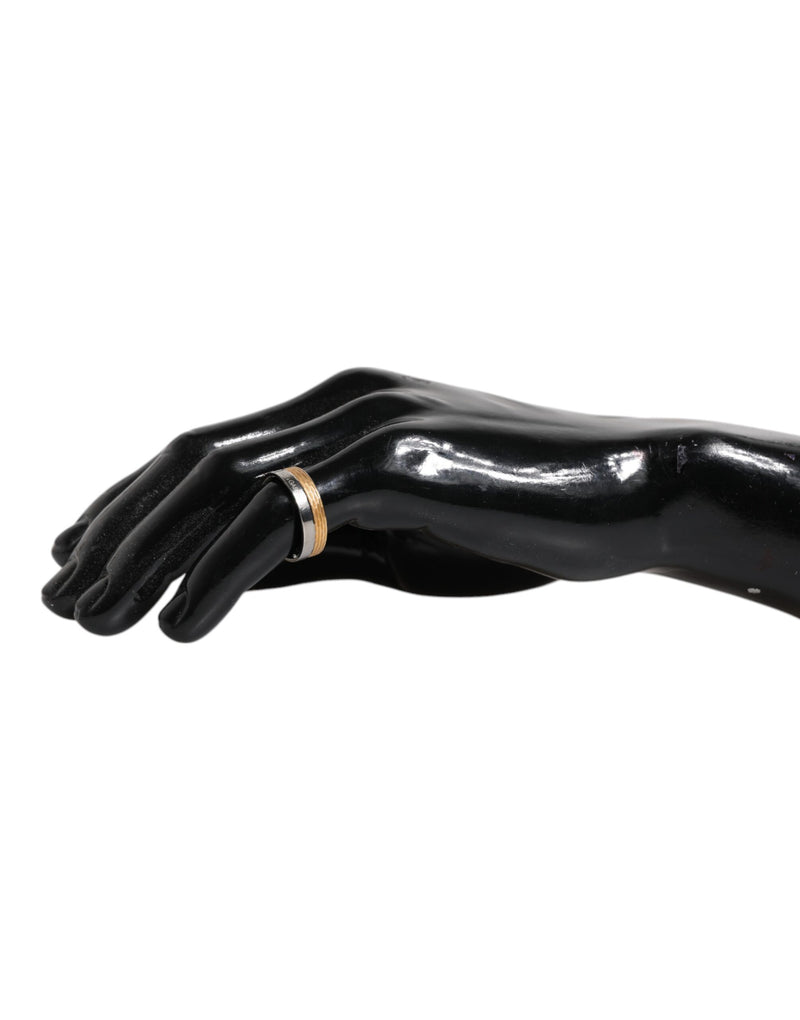 Dolce &amp; Gabbana Goud Zilverkleurige Echt Messing DG Logo Ring