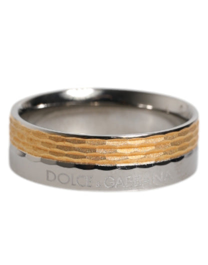 Dolce &amp; Gabbana Goud Zilverkleurige Echt Messing DG Logo Ring