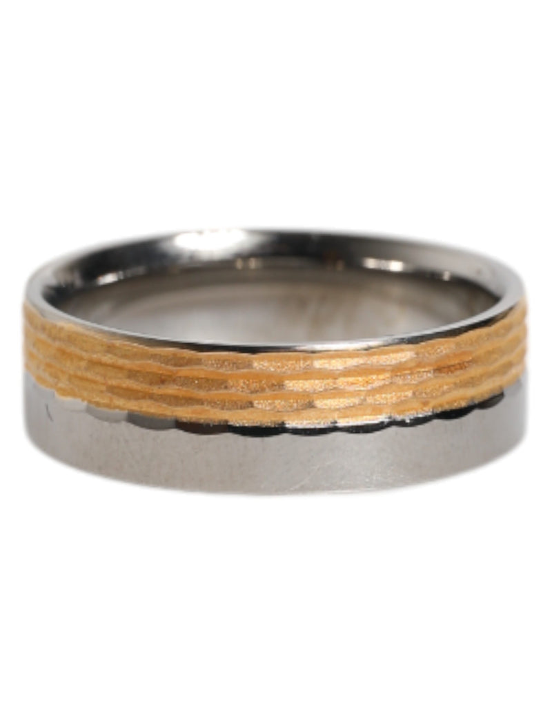Dolce &amp; Gabbana Goud Zilverkleurige Echt Messing DG Logo Ring