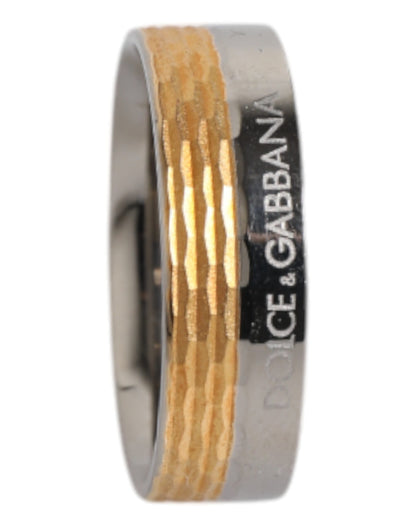 Dolce &amp; Gabbana Goud Zilverkleurige Echt Messing DG Logo Ring