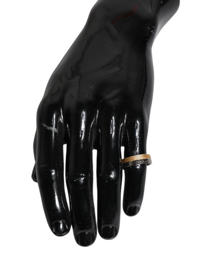 Dolce &amp; Gabbana Goud Zilverkleurige Echt Messing DG Logo Ring