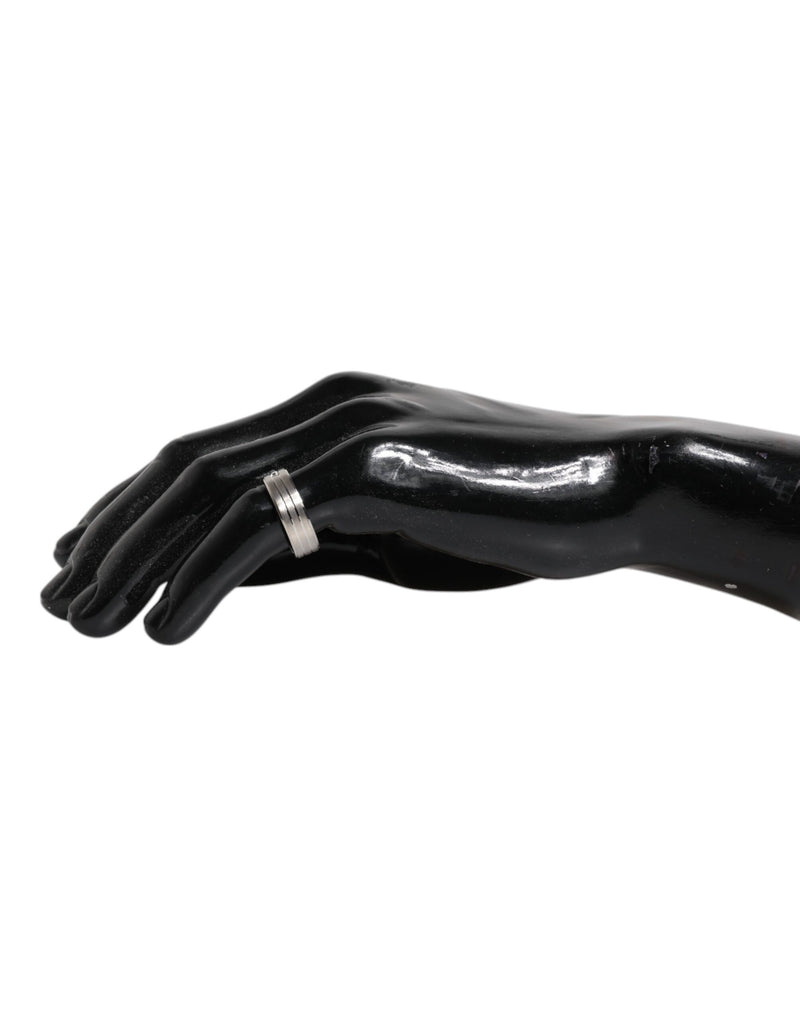 Dolce &amp; Gabbana zilverkleurige DG-logoring met messing en helder kristal