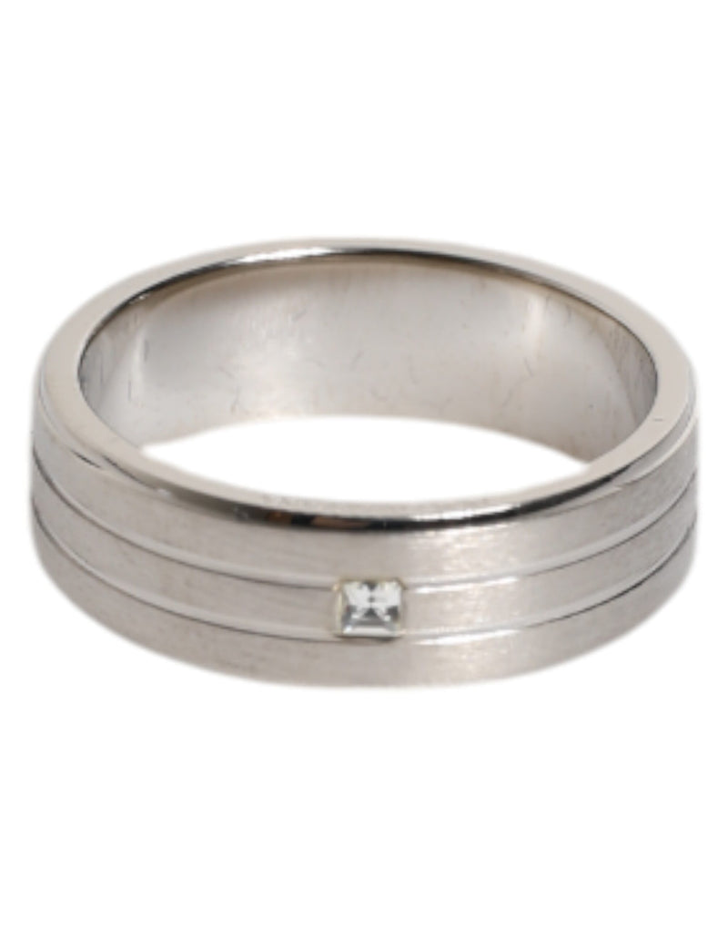 Bague Dolce & Gabbana en laiton argenté avec logo DG en cristal transparent