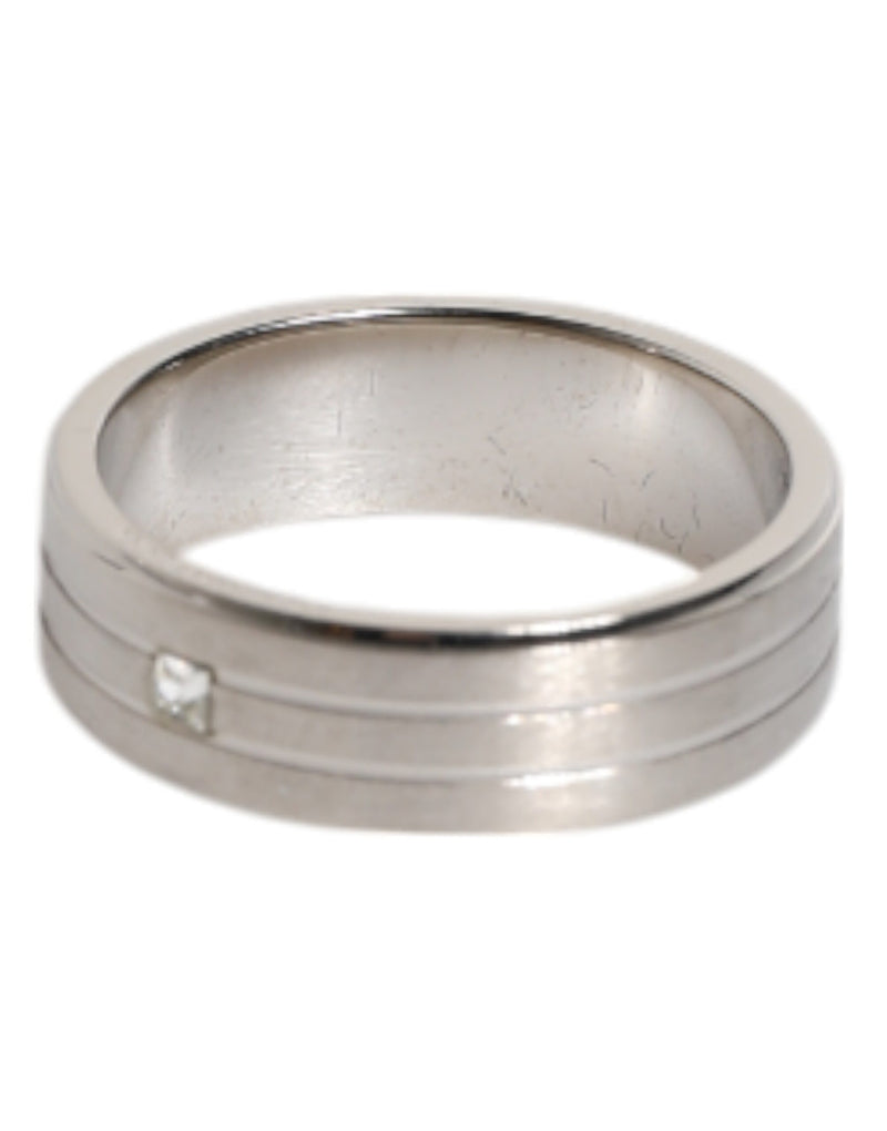Bague Dolce & Gabbana en laiton argenté avec logo DG en cristal transparent