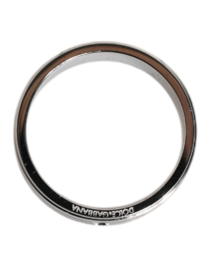 Bague Dolce & Gabbana en laiton argenté avec logo DG en cristal transparent