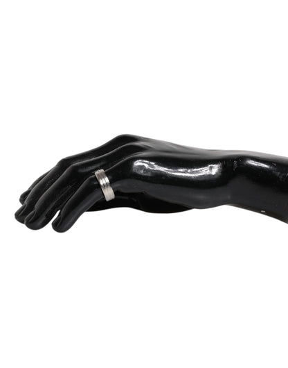 Dolce &amp; Gabbana zilverkleurige DG-logoring met messing en helder kristal