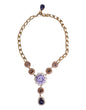 Dolce &amp; Gabbana gouden messing bloemenkristallen parel versierde ketting