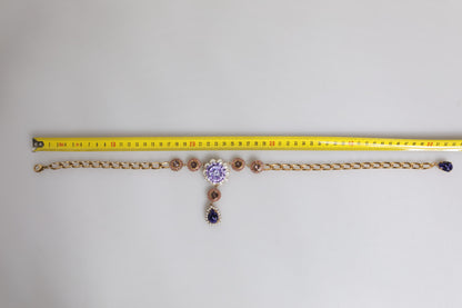 Dolce &amp; Gabbana gouden messing bloemenkristallen parel versierde ketting