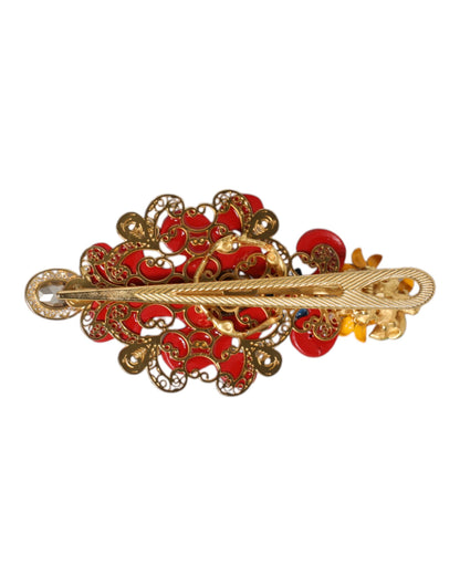 Pince à cheveux Dolce & Gabbana Multicolor Spring CARRETTO en laiton doré et cristal