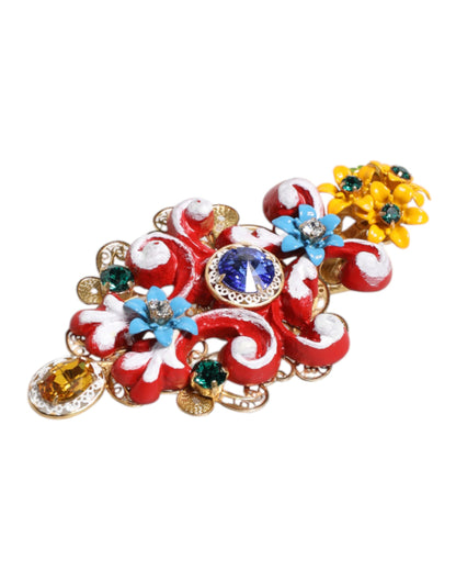 Pince à cheveux Dolce & Gabbana Multicolor Spring CARRETTO en laiton doré et cristal