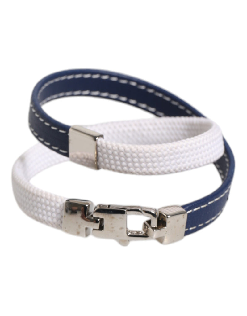 Bracelet Dolce & Gabbana en Cuir Bleu et Blanc avec Monogramme DG