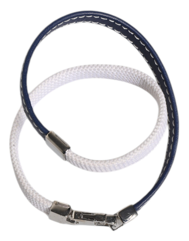 Bracelet Dolce & Gabbana en Cuir Bleu et Blanc avec Monogramme DG