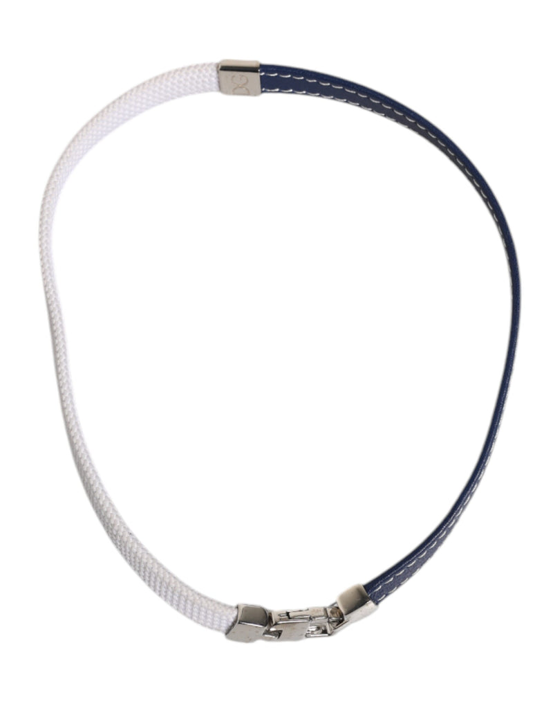 Bracelet Dolce & Gabbana en Cuir Bleu et Blanc avec Monogramme DG