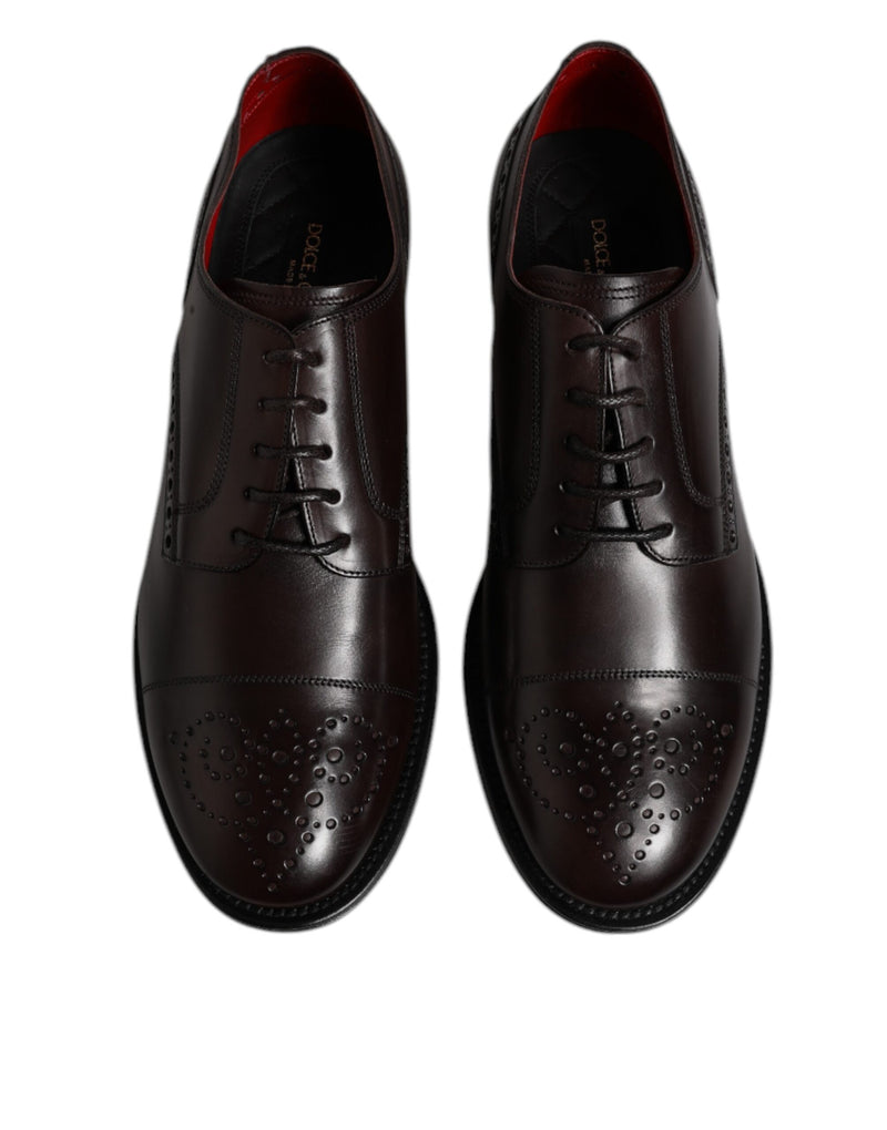 Dolce & Gabbana Maroon Calfskin Leather Derby Dress Shoes