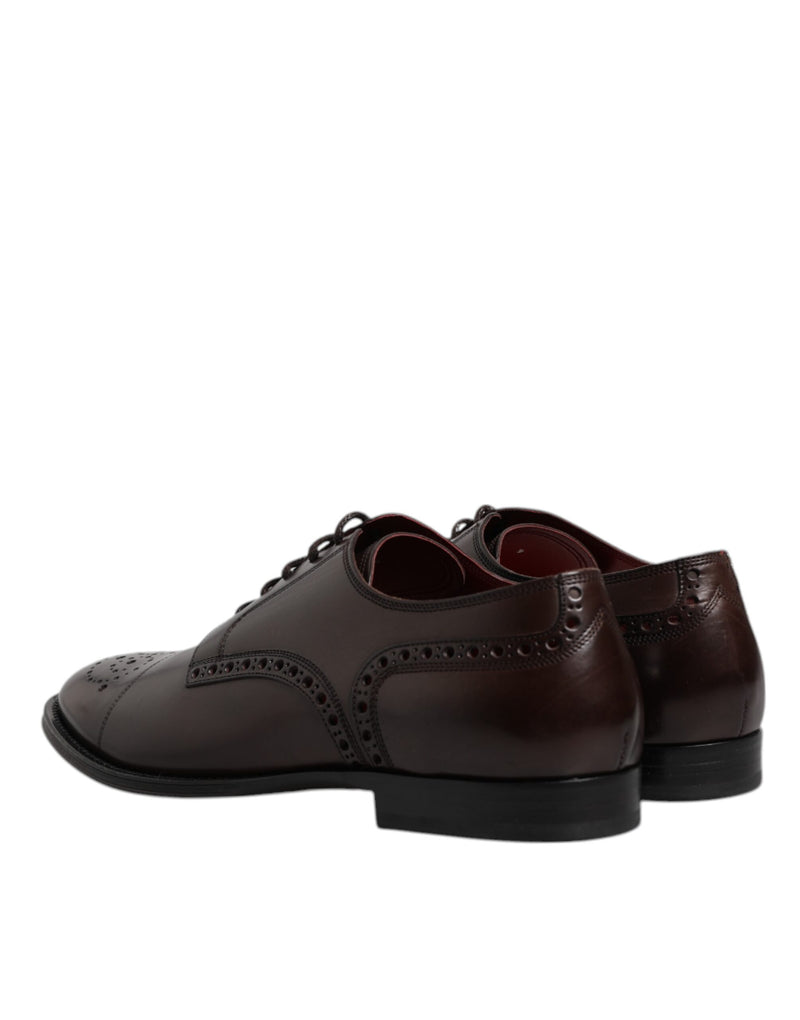 Dolce & Gabbana Maroon Calfskin Leather Derby Dress Shoes