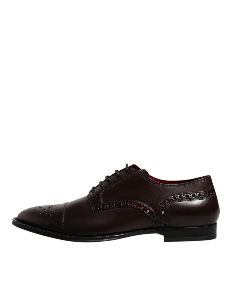 Dolce & Gabbana Maroon Calfskin Leather Derby Dress Shoes