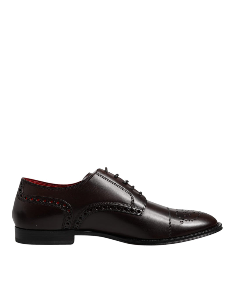 Dolce & Gabbana Maroon Calfskin Leather Derby Dress Shoes