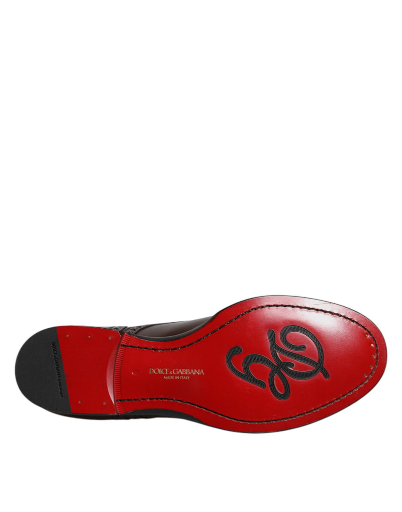 Dolce & Gabbana Maroon Calfskin Leather Derby Dress Shoes