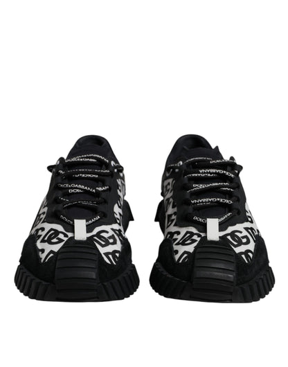 Dolce & Gabbana Black Logo Lace Up Low Top NS1 Sneakers Shoes