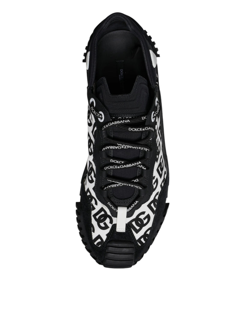 Dolce & Gabbana Black Logo Lace Up Low Top NS1 Sneakers