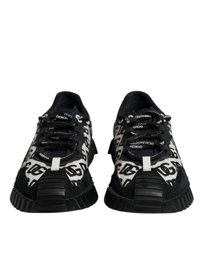 Dolce & Gabbana Black Logo Lace Up Low Top NS1 Sneakers Shoes