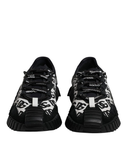 Dolce & Gabbana Black Logo Lace Up Low Top NS1 Sneakers Shoes