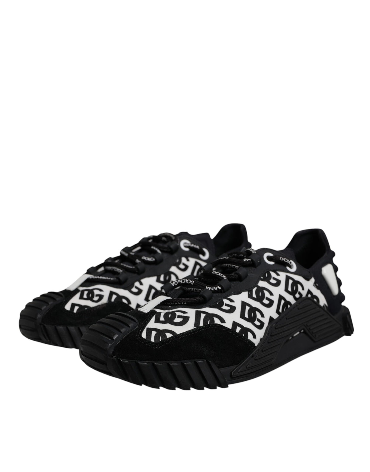 Dolce & Gabbana Black Logo Lace Up Low Top NS1 Sneakers