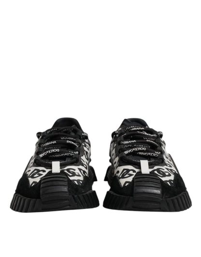 Dolce & Gabbana Black Logo Lace Up Low Top NS1 Sneakers Shoes