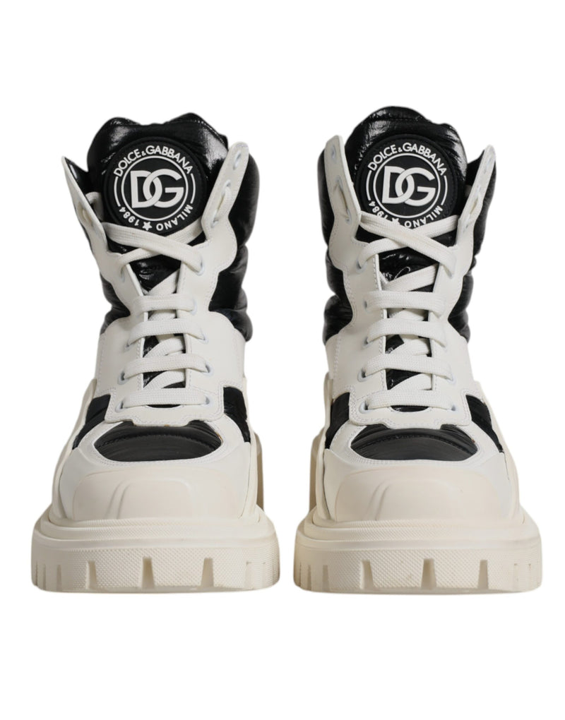 Dolce & Gabbana White Padded Mid Calf Lace Up Boots
