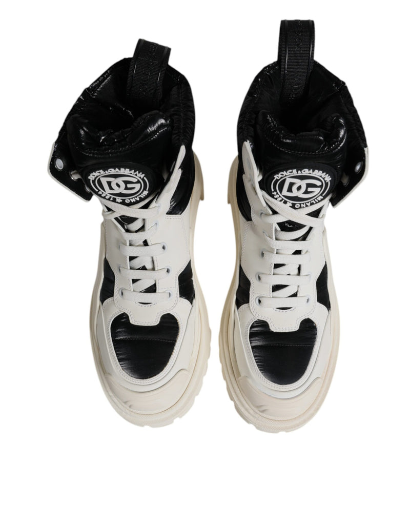 Dolce & Gabbana White Padded Mid Calf Lace Up Boots