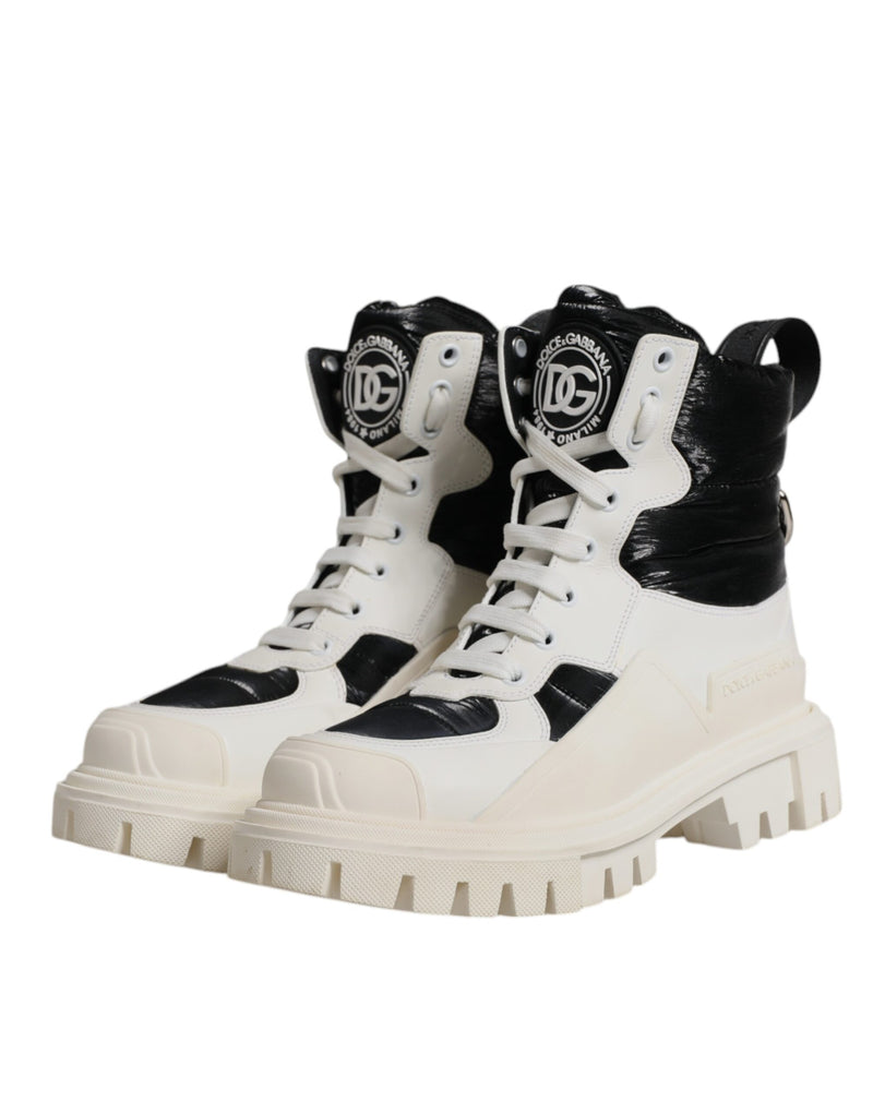 Dolce & Gabbana White Padded Mid Calf Lace Up Boots