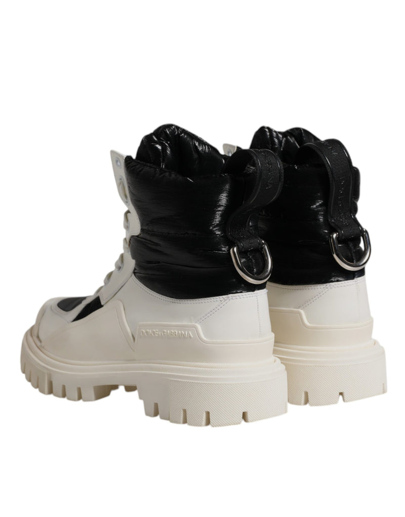 Dolce & Gabbana White Padded Mid Calf Lace Up Boots