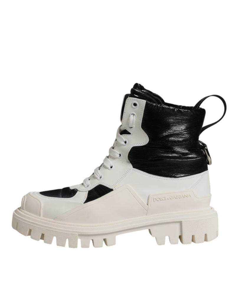 Dolce & Gabbana White Padded Mid Calf Lace Up Boots
