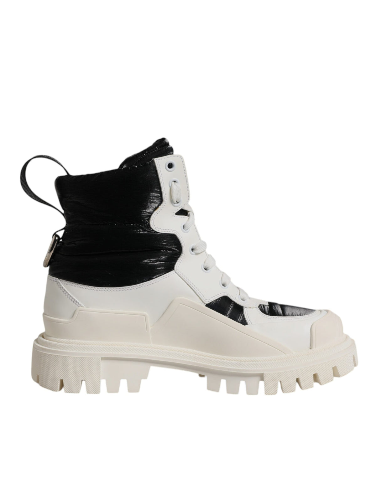 Dolce & Gabbana White Padded Mid Calf Lace Up Boots