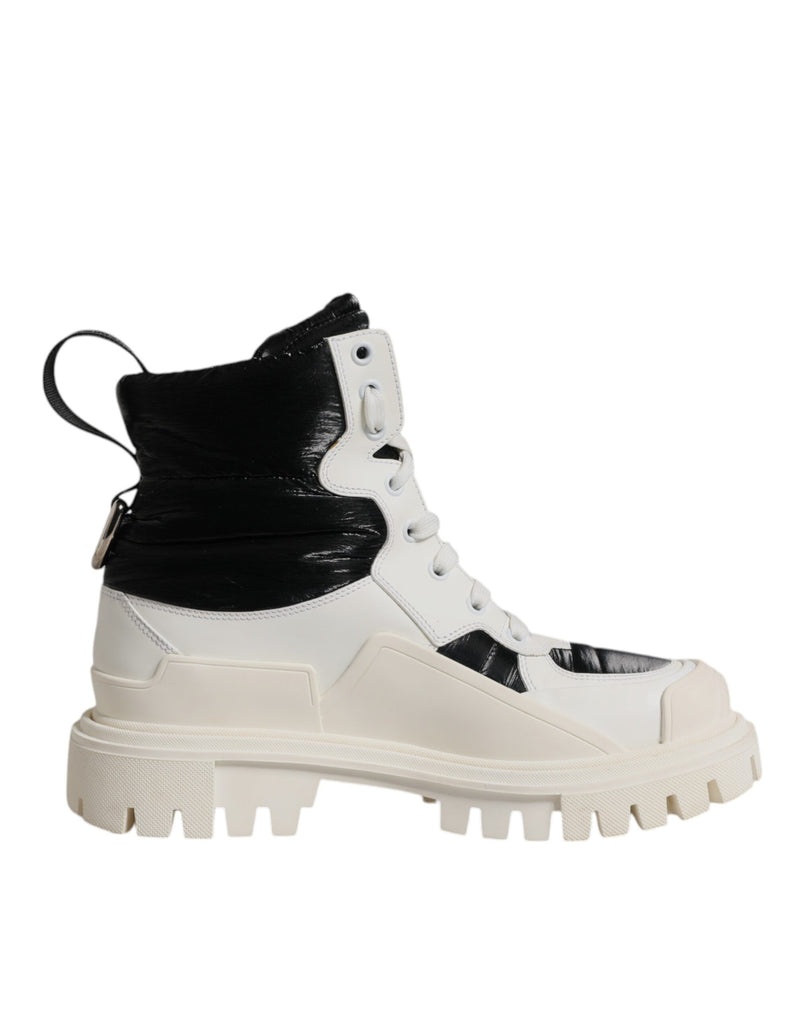 Dolce & Gabbana White Padded Mid Calf Lace Up Boots