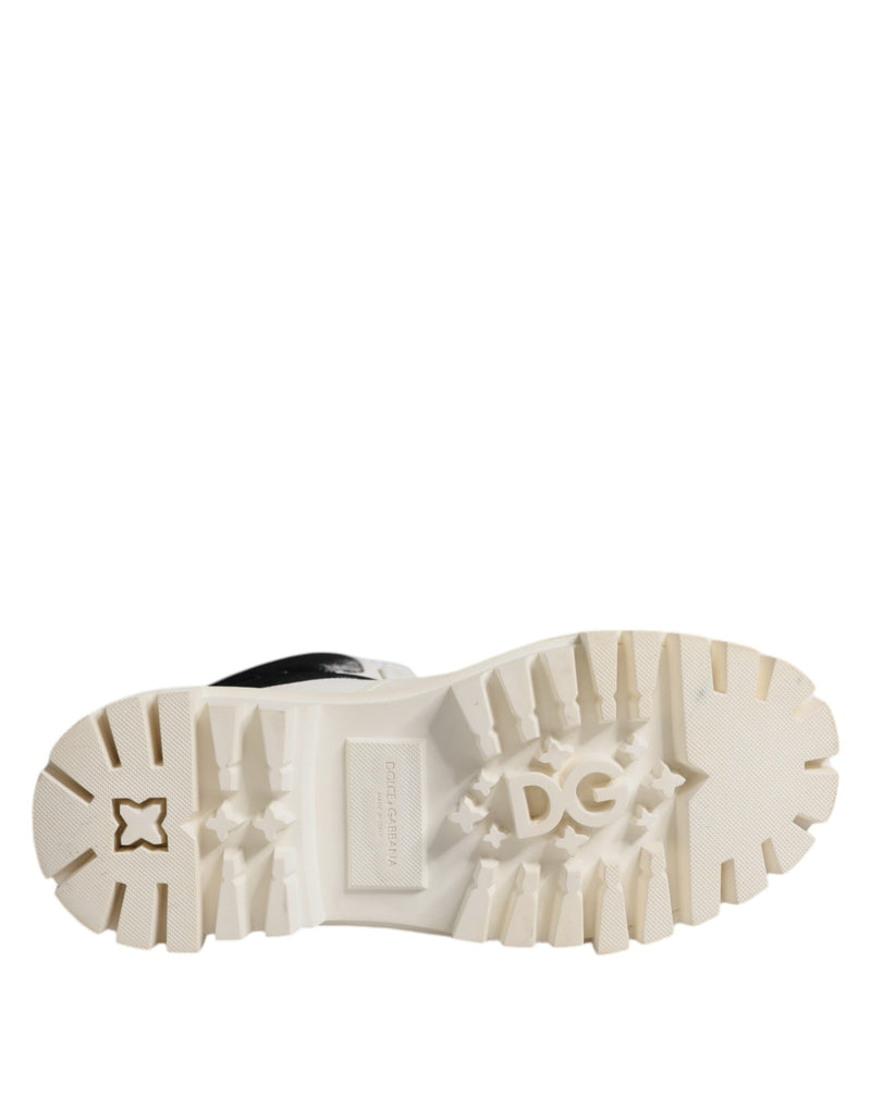 Dolce & Gabbana White Padded Mid Calf Lace Up Boots