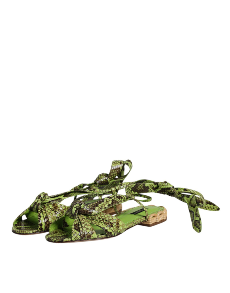 Dolce & Gabbana Sandales Cheville Imprimé Animal Vert